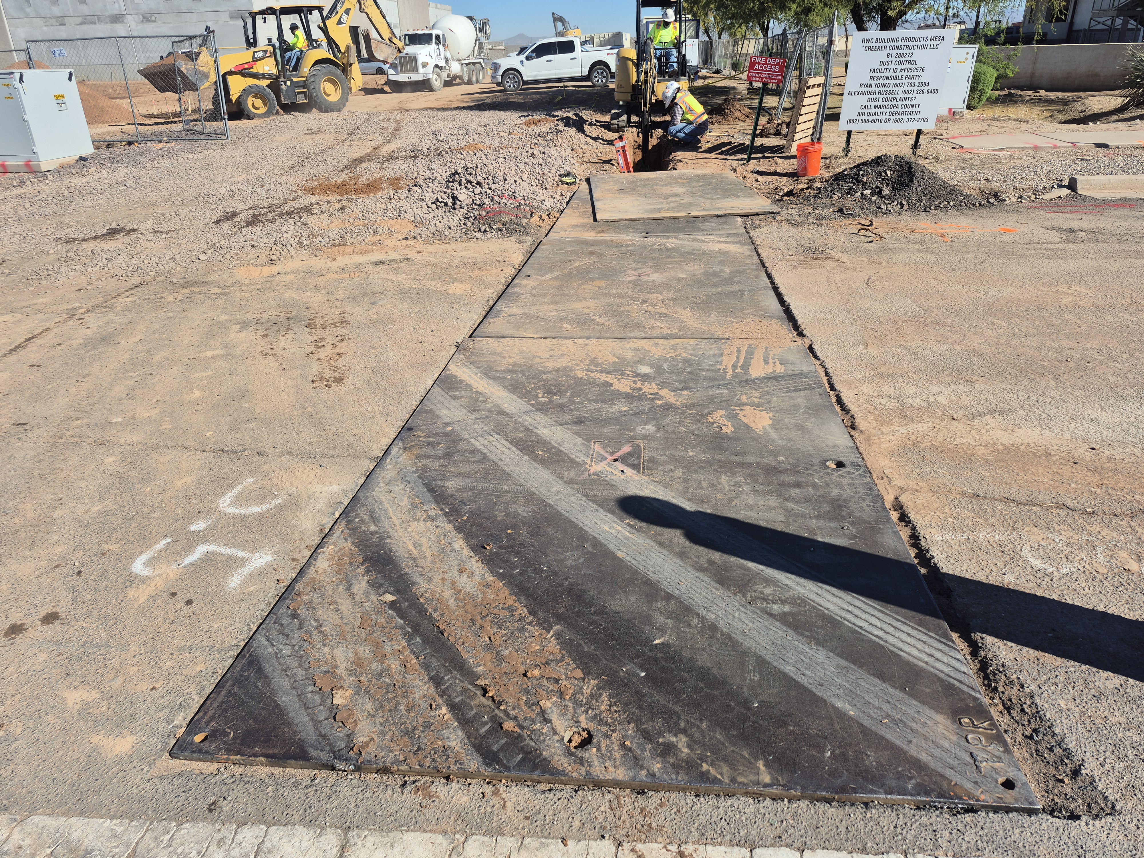 Steel plates and site access for concrete and civil work