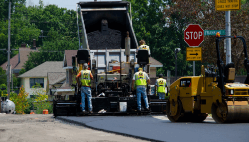 Paving Crew W Green Vest Logo